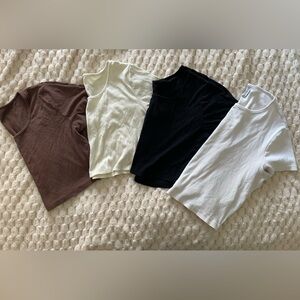 Set of Four Basic Crop Tees in Neutral Tones XXL